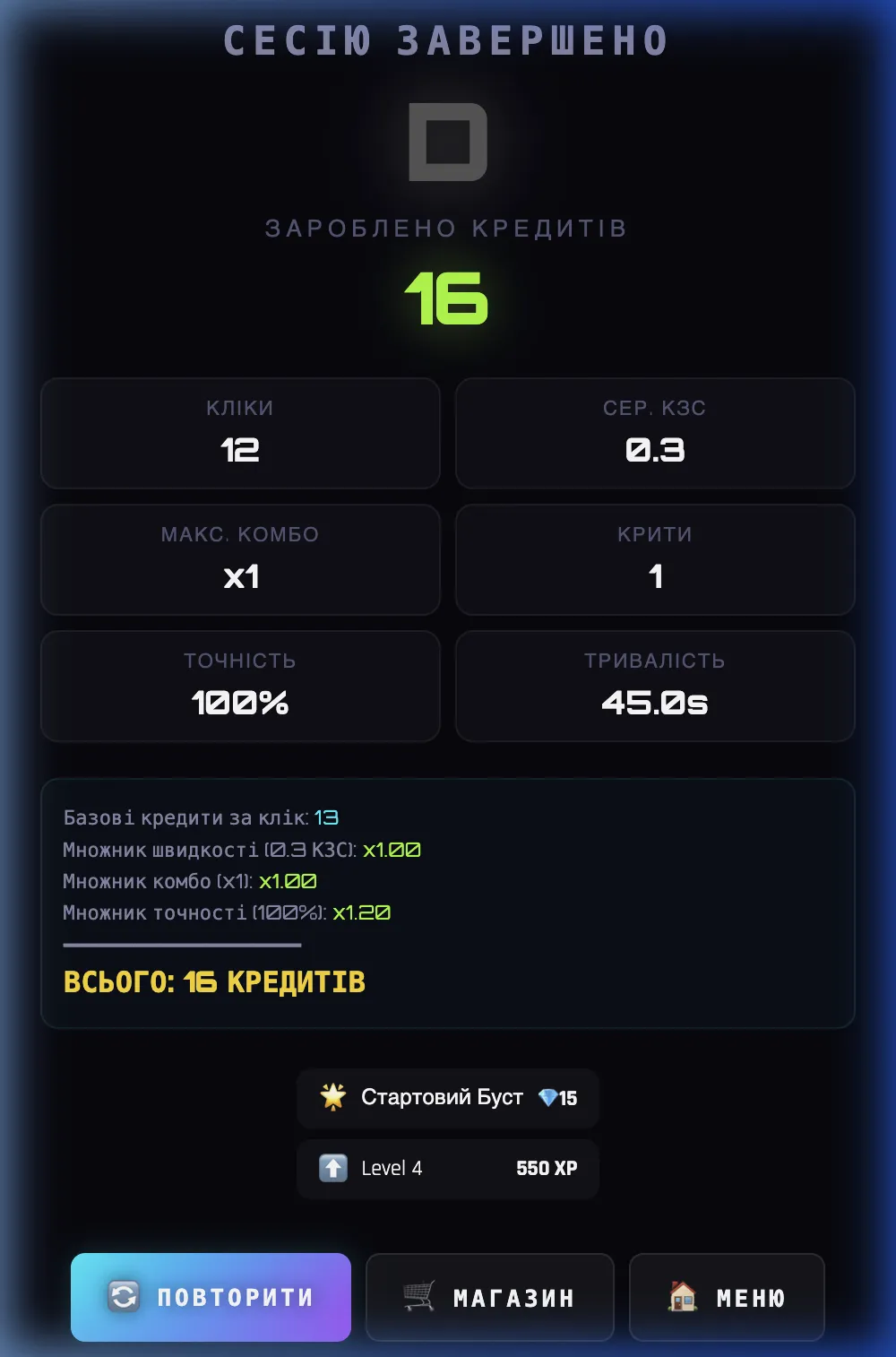 Результати раунду